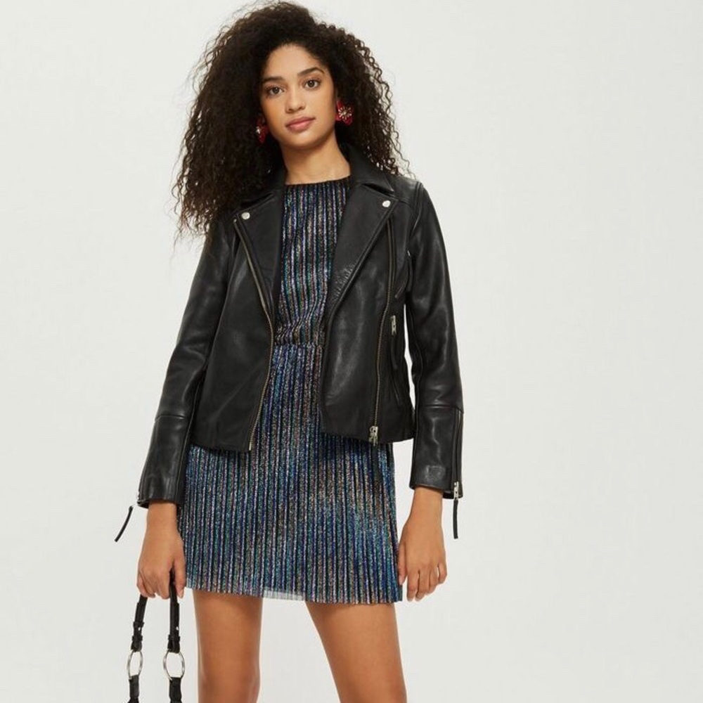 Topshop Genuine Leather Moto Motorcycle Jacket